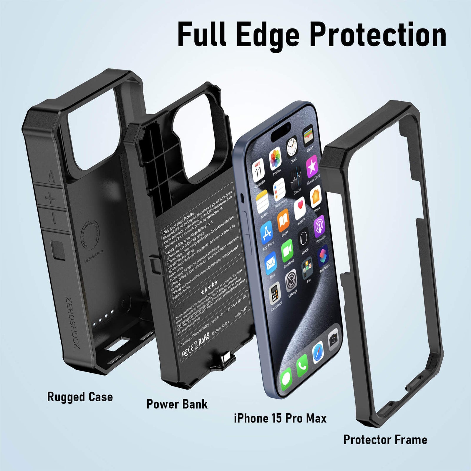 iPhone 15 Pro Max Battery Case 10000mAh