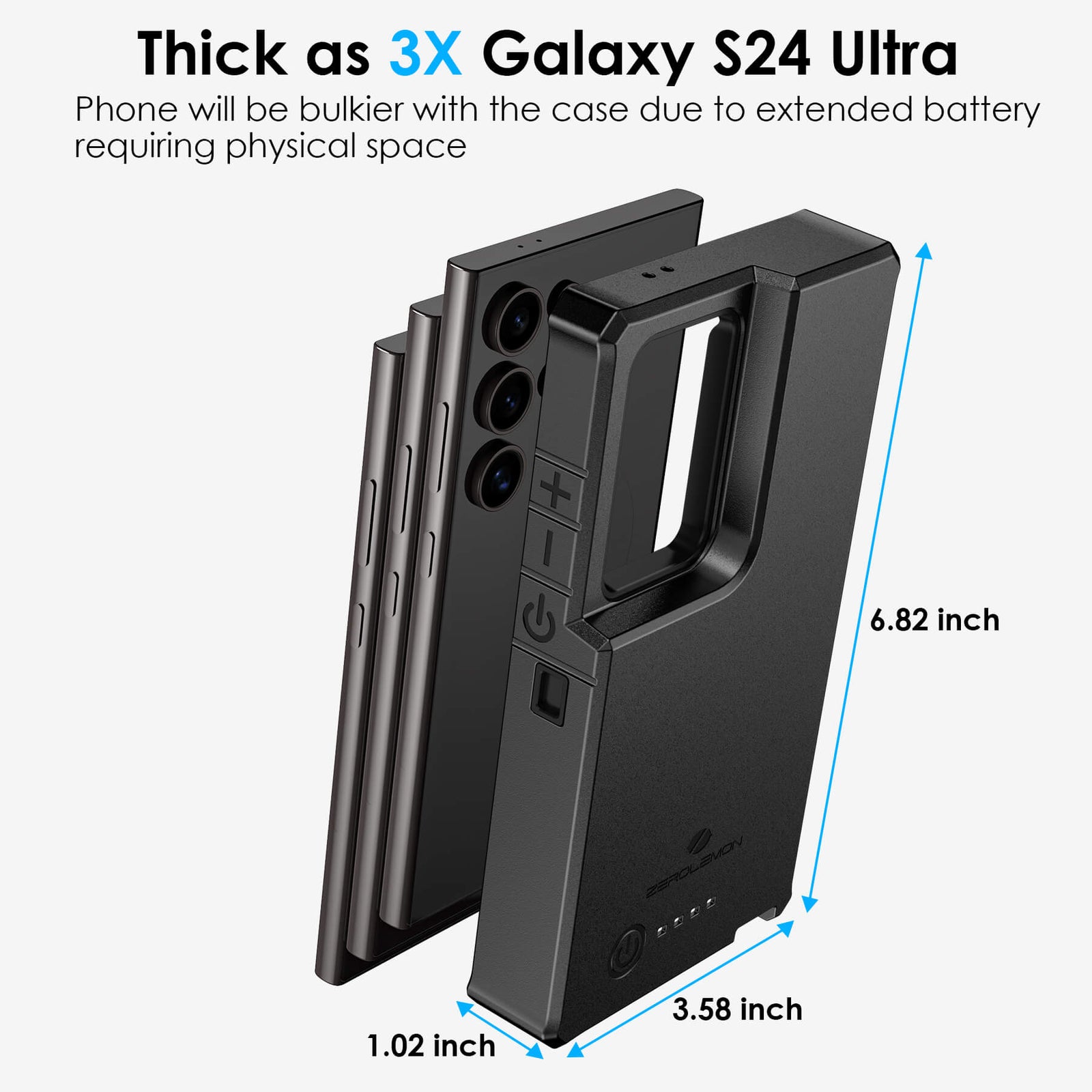 bulky, thick as 3 x Galaxy S24 Ultra