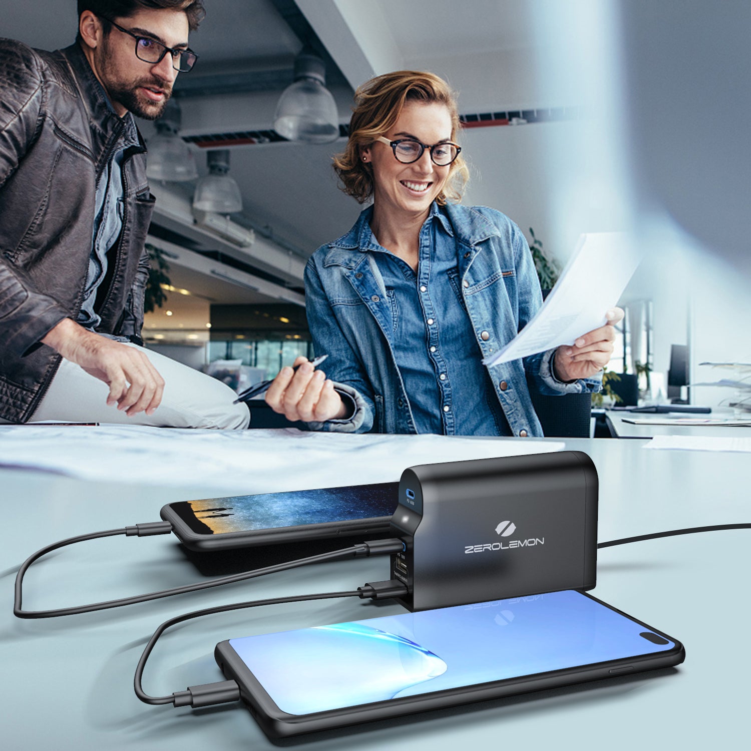 90W 4-Port Dual USB-C PD Desktop Charger