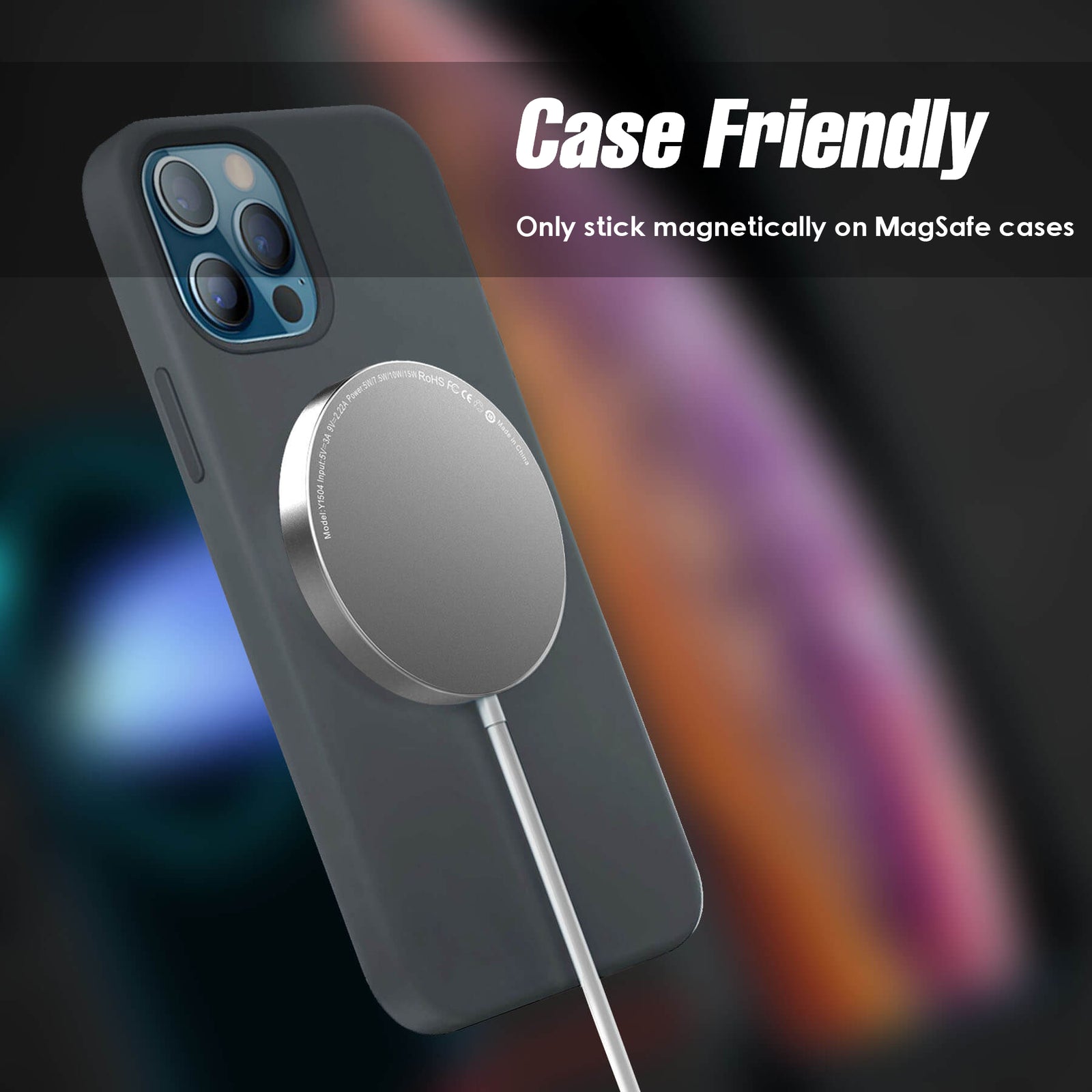 Compatible with MagSafe Charger, Magnet Wireless Charger charging pad for iPhone 12 Mini/ 12/ 12 Pro/12 Pro Max silver 5W 7.5W 10W 15W