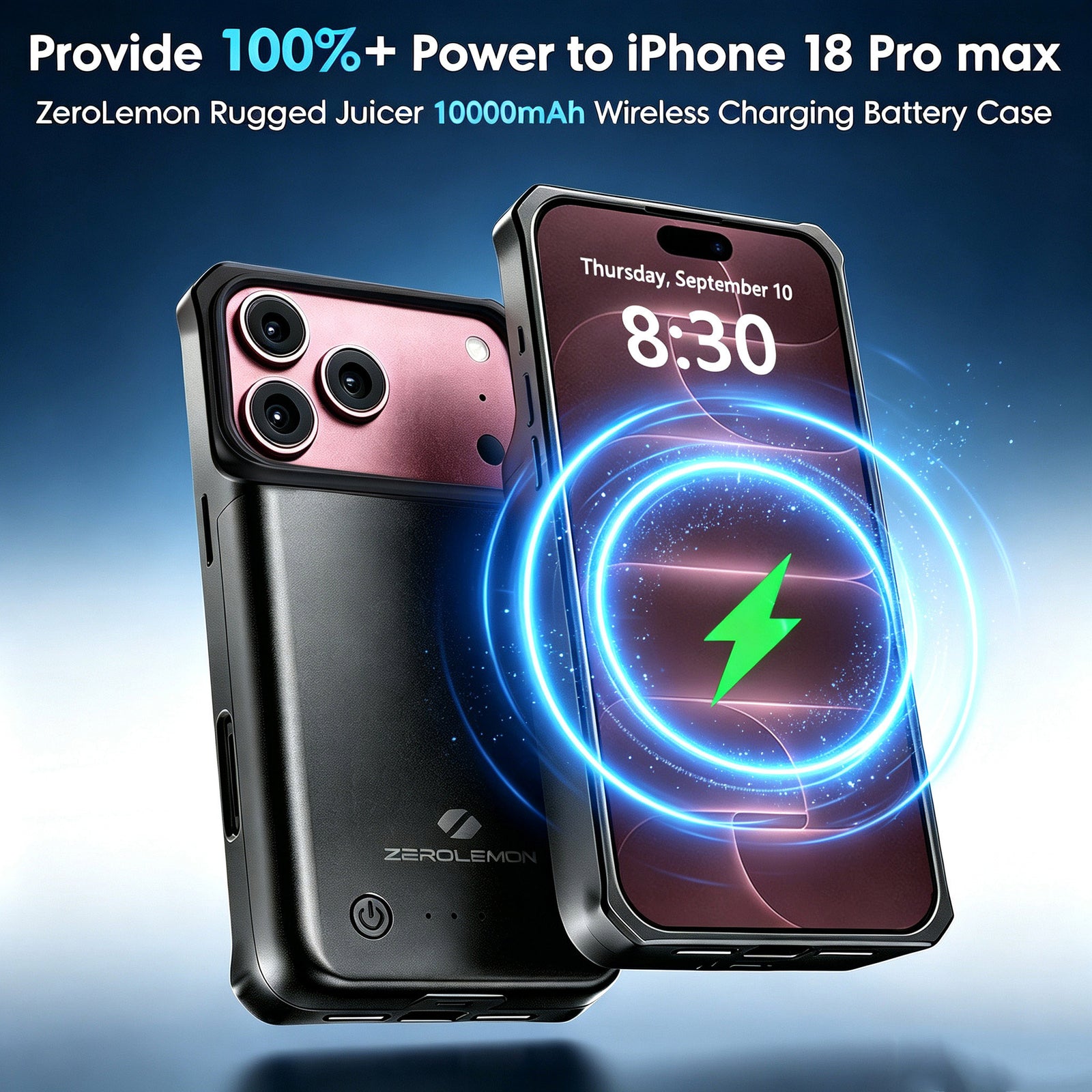 iPhone 18 Pro Max Wireless Charging Battery Case 10000mAh