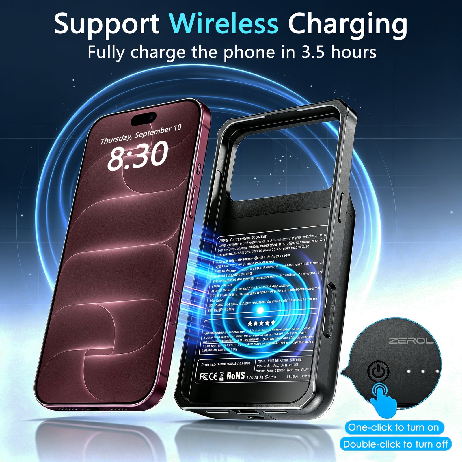 iPhone 18 Pro Max Wireless Charging Battery Case 10000mAh