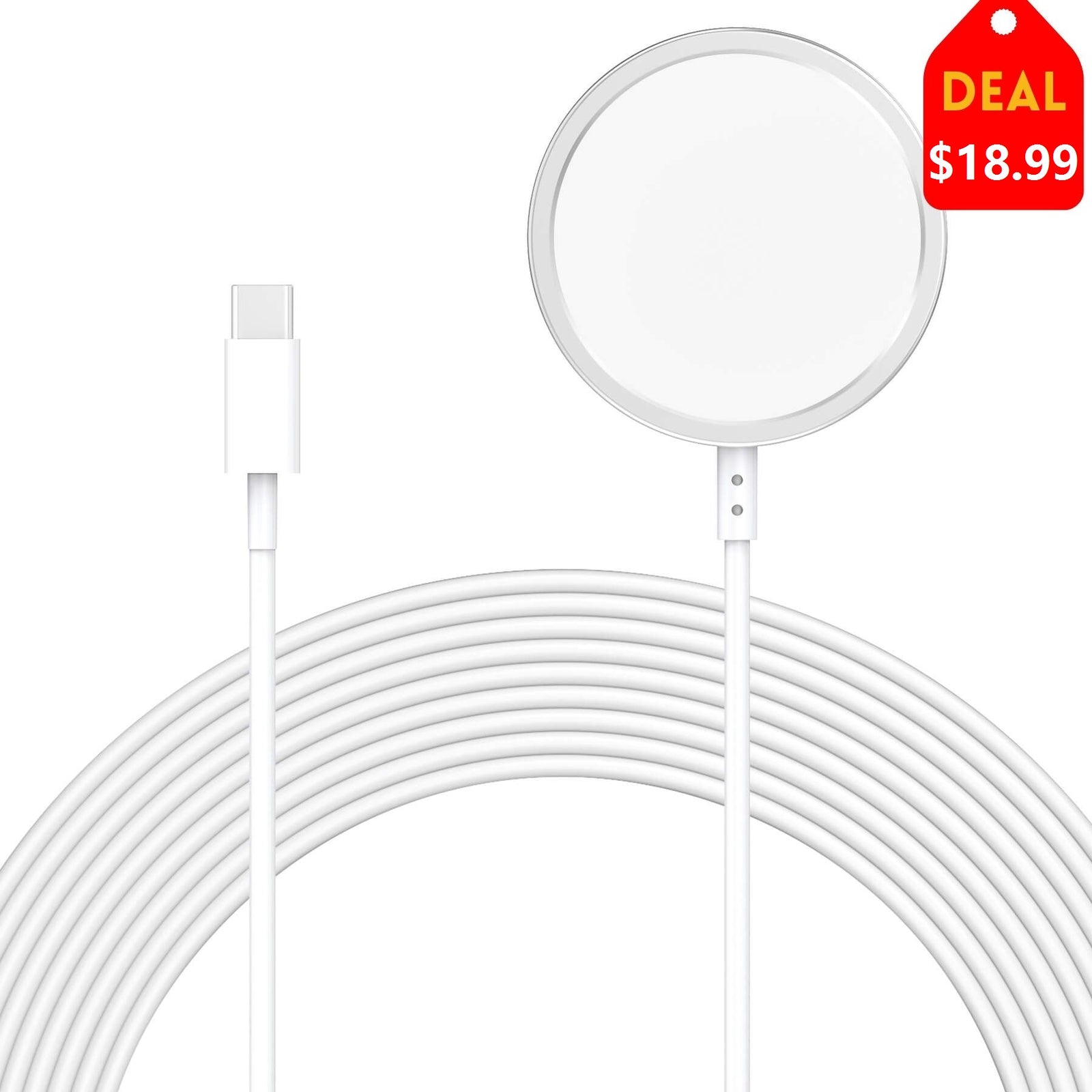 Magnetic Wireless Charger 10ft White [MagSafe Compatible]