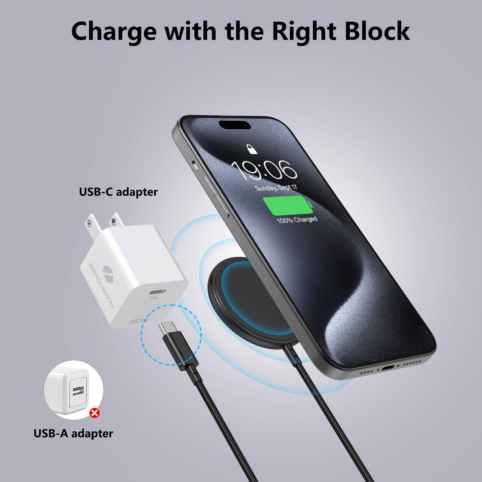 Magnetic Wireless Charger 10ft Black [Magsafe Compatible][Ship to US only]