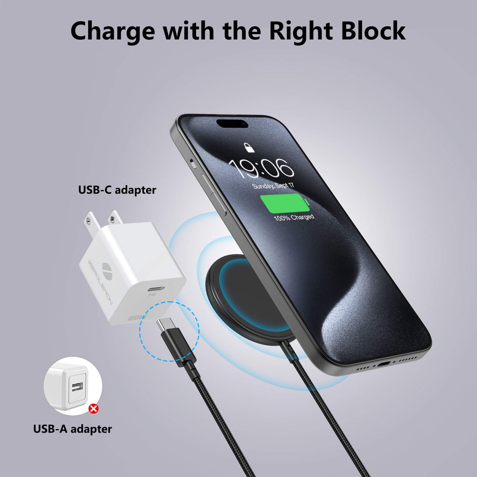 Magnetic Wireless Charger 10ft Black [Magsafe Compatible