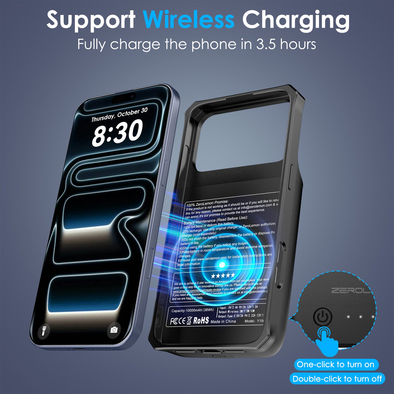 iPhone 17 Pro Max Wireless Charging Battery Case 10000mAh iPhone 17 Pro Max Wireless Charging Battery Case 10000mAh