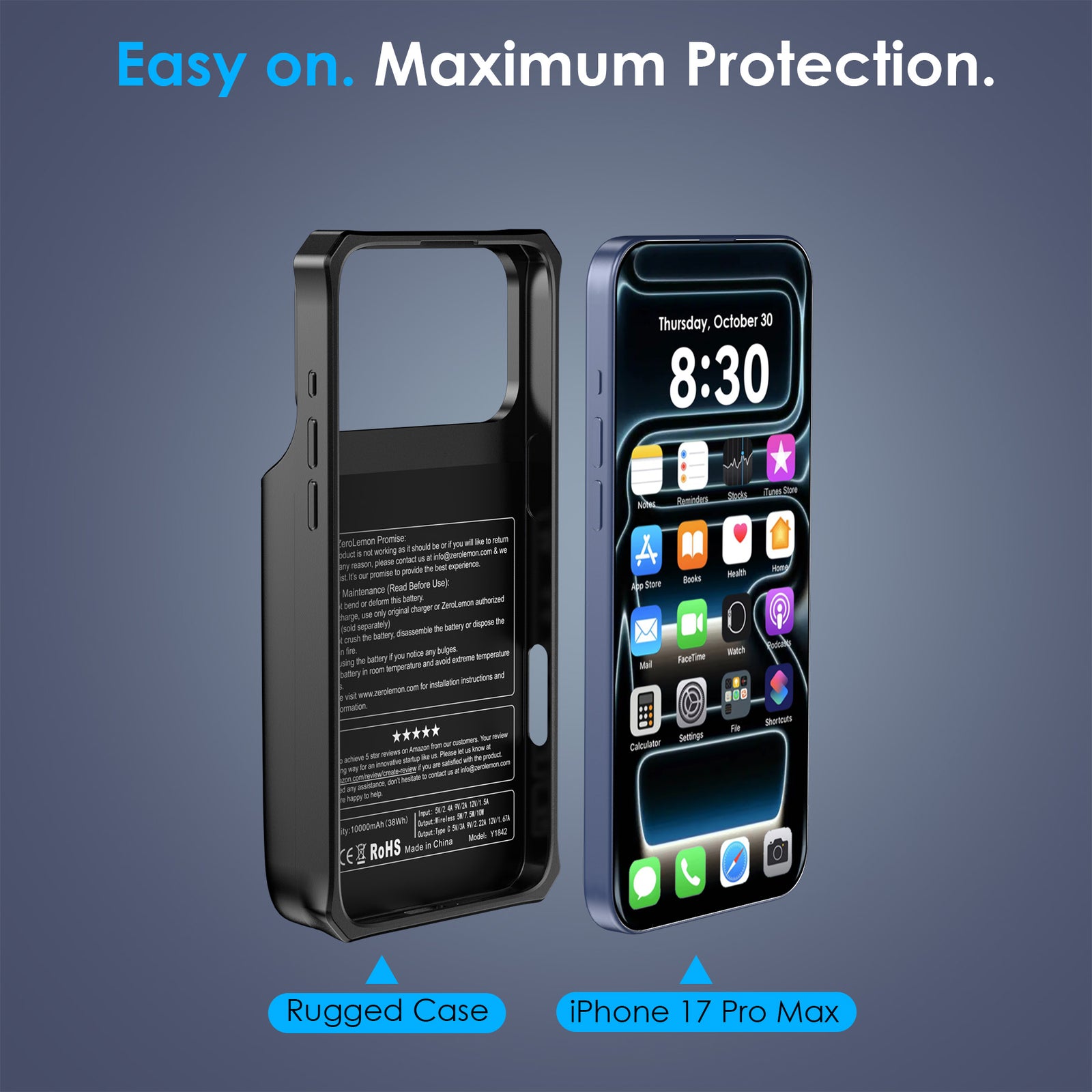 iPhone 17 Pro Max Wireless Charging Battery Case 10000mAh