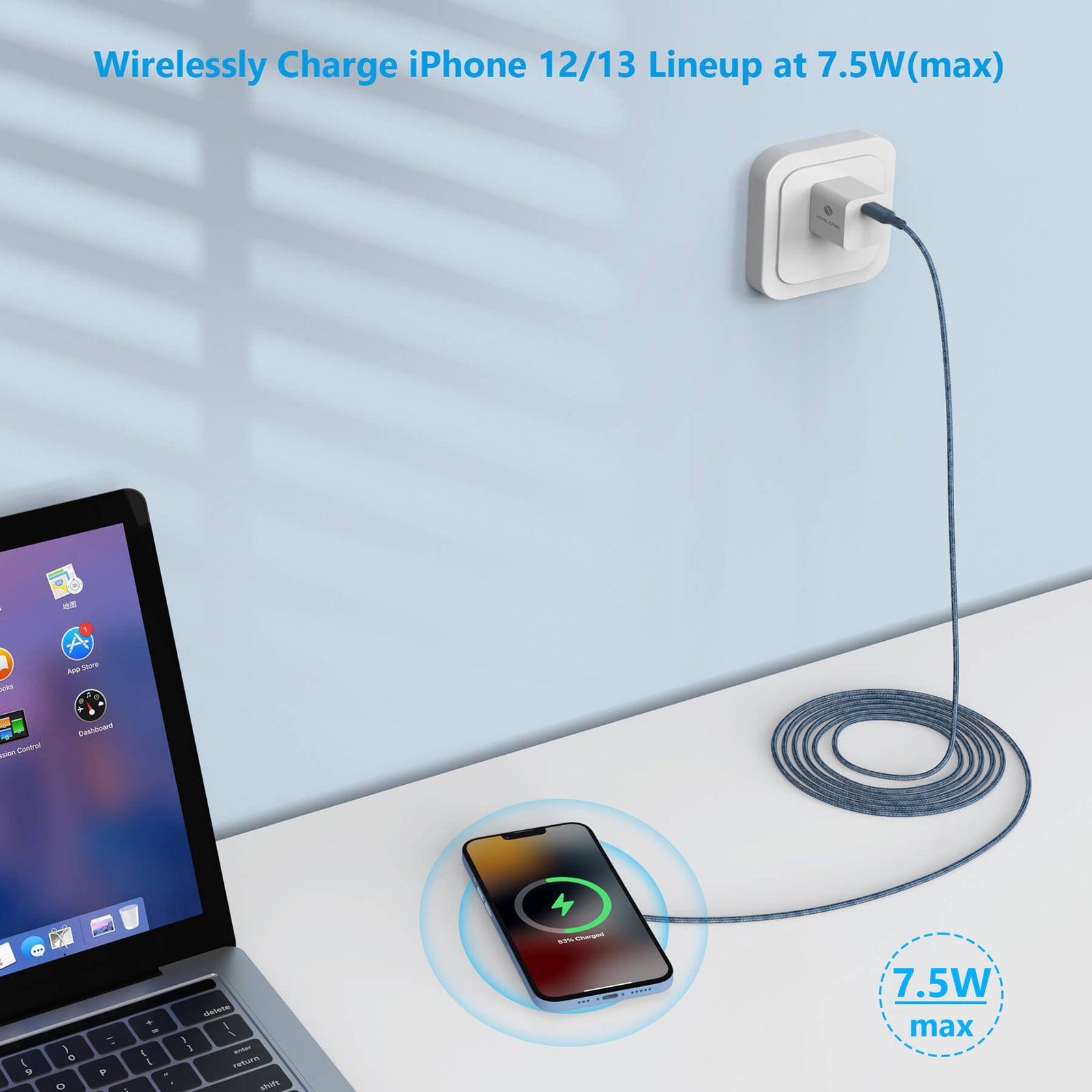 Magnetic Wireless Charger 10ft White [MagSafe Compatible][Ship to US only]